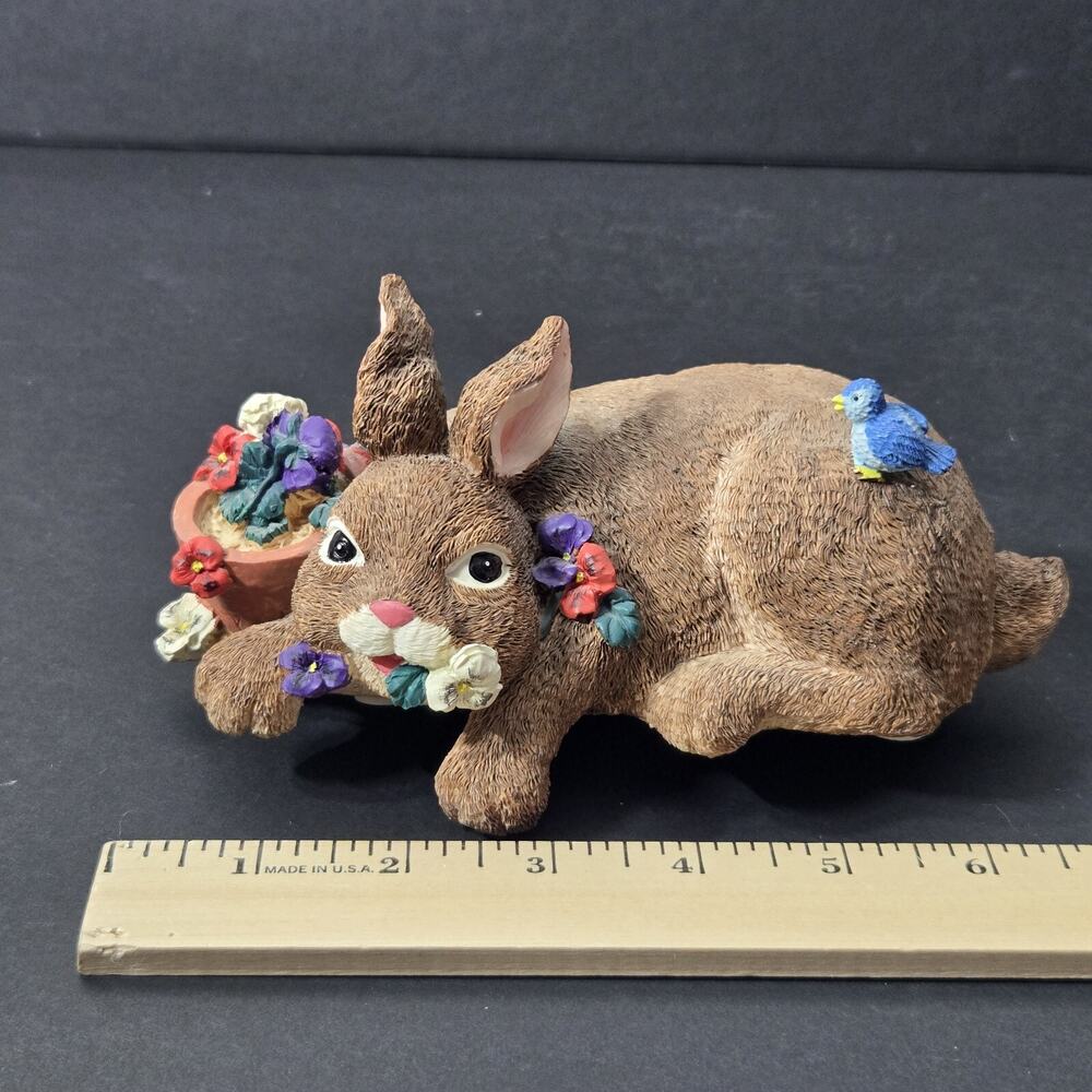 Music Box Shelf Sitter Bunny, “Oh What A Beautiful Morning”, Resin~Easter Rabbit - Picture 11 of 11
